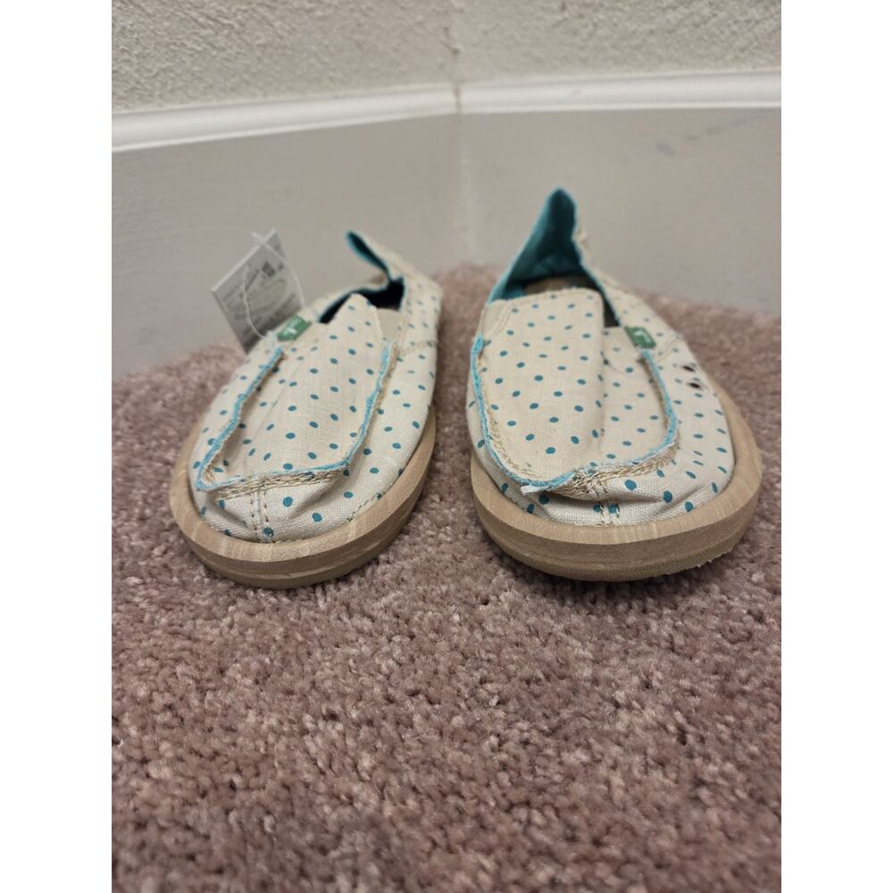 Sanuk Green Beige Hot Dotty Sidewalk Surfer Polka Dots Canvas Shoes, Women's 8 - Picture 4 of 7